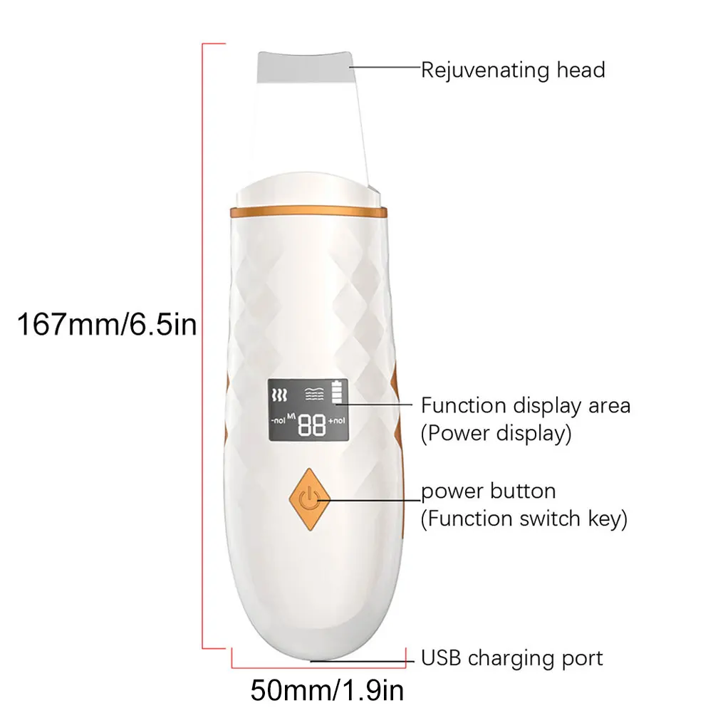 

Heat Skin Scrubber Facial Ultrasonic Skin Scrubber Heating face cleaner machine Peeling Shovel Facial Pore Face Lifting Thermal