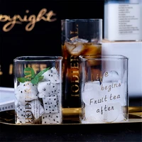 chic square glass mug creative gold letter printing breakfast milk coffee cup crystal transparent heat resistant drinkware gift