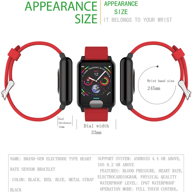 

Smart Bracelet ECG PPG Watch Blood Pressure Measurement Women Fitness Tracker Watch GPS Waterproof Ip67 Heart Rate Monitor