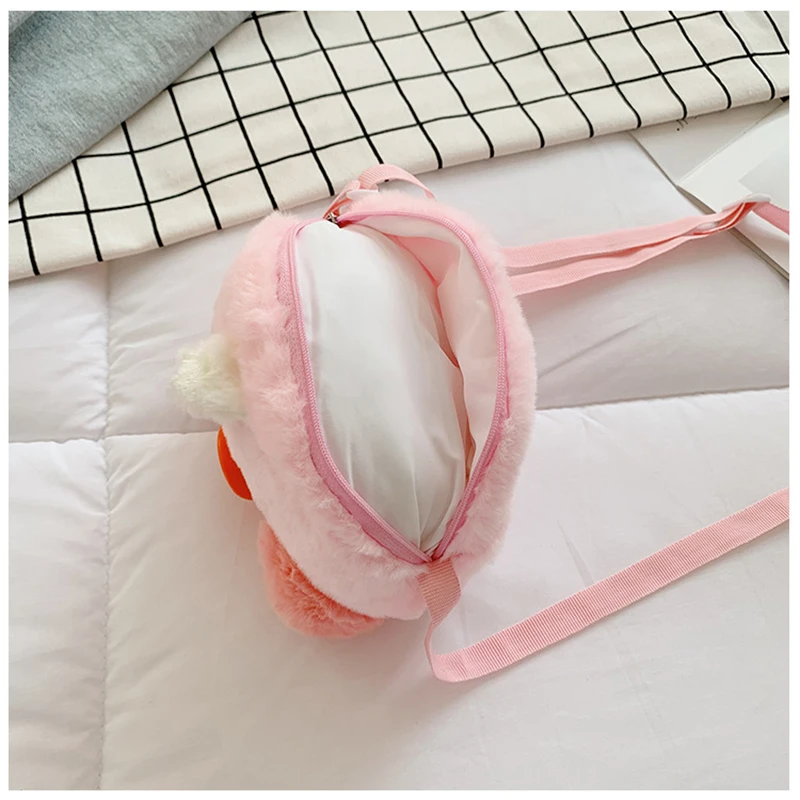 Плюшевая сумка мессенджер с мультипликационным рисунком милая мягкая через