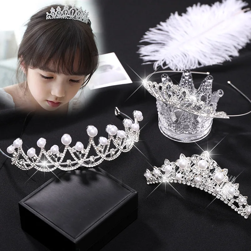 

2021 new children's princess hair comb rhinestone crown little girl bangs comb crown headdress