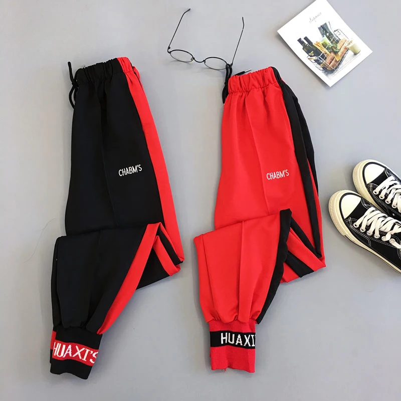 Весенние спортивные брюки карго размера плюс с вышитыми буквами женские высокой
