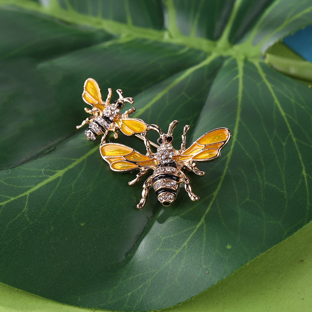 Классическая Брошь в виде пчелы под старину эмалированная глазурованная Золотая