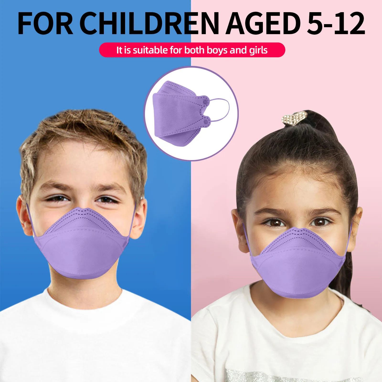 

10pc Disposable Face Mask For Kids Child Soild Colour Protective 3layer Dust-proof Mask For Girls Boys Earloop Bandage Mascarill