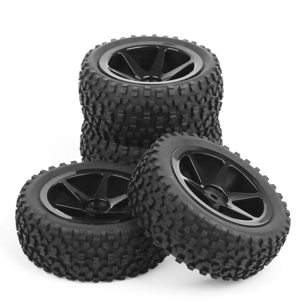 

Rubber 4PCS Off-Road Front&Rear Tires&Wheels For RC 1:10 Buggy Car 25036+27011