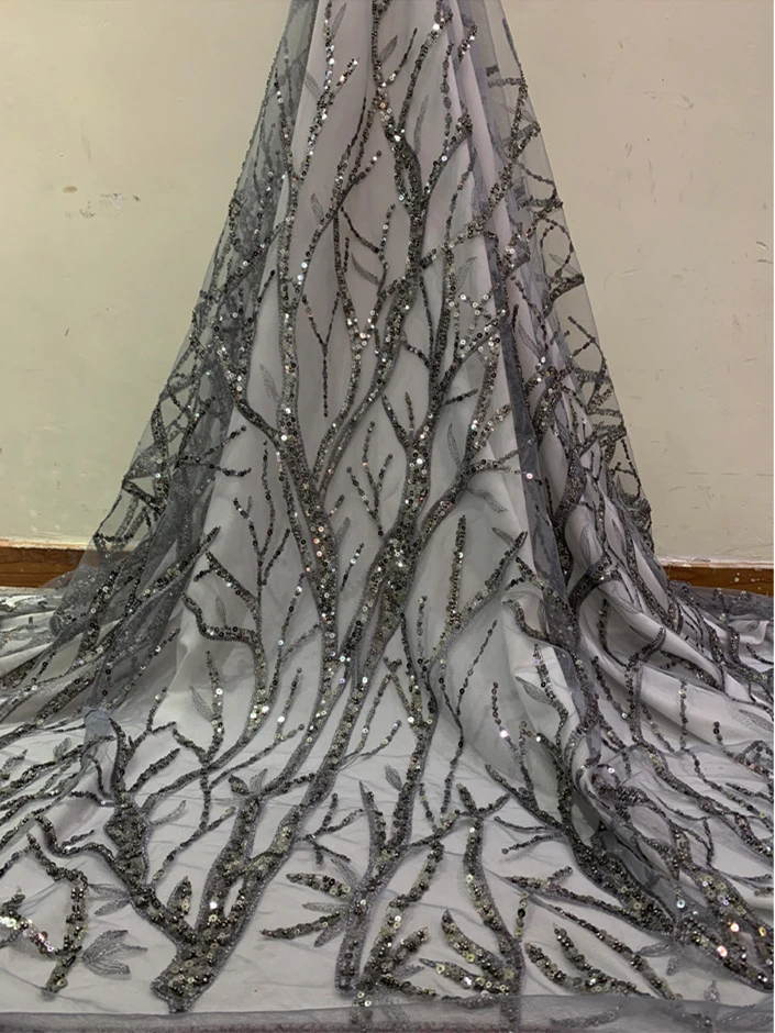 2020 Новый дизайн африканская французская кружевная ткань с блестками Высокое