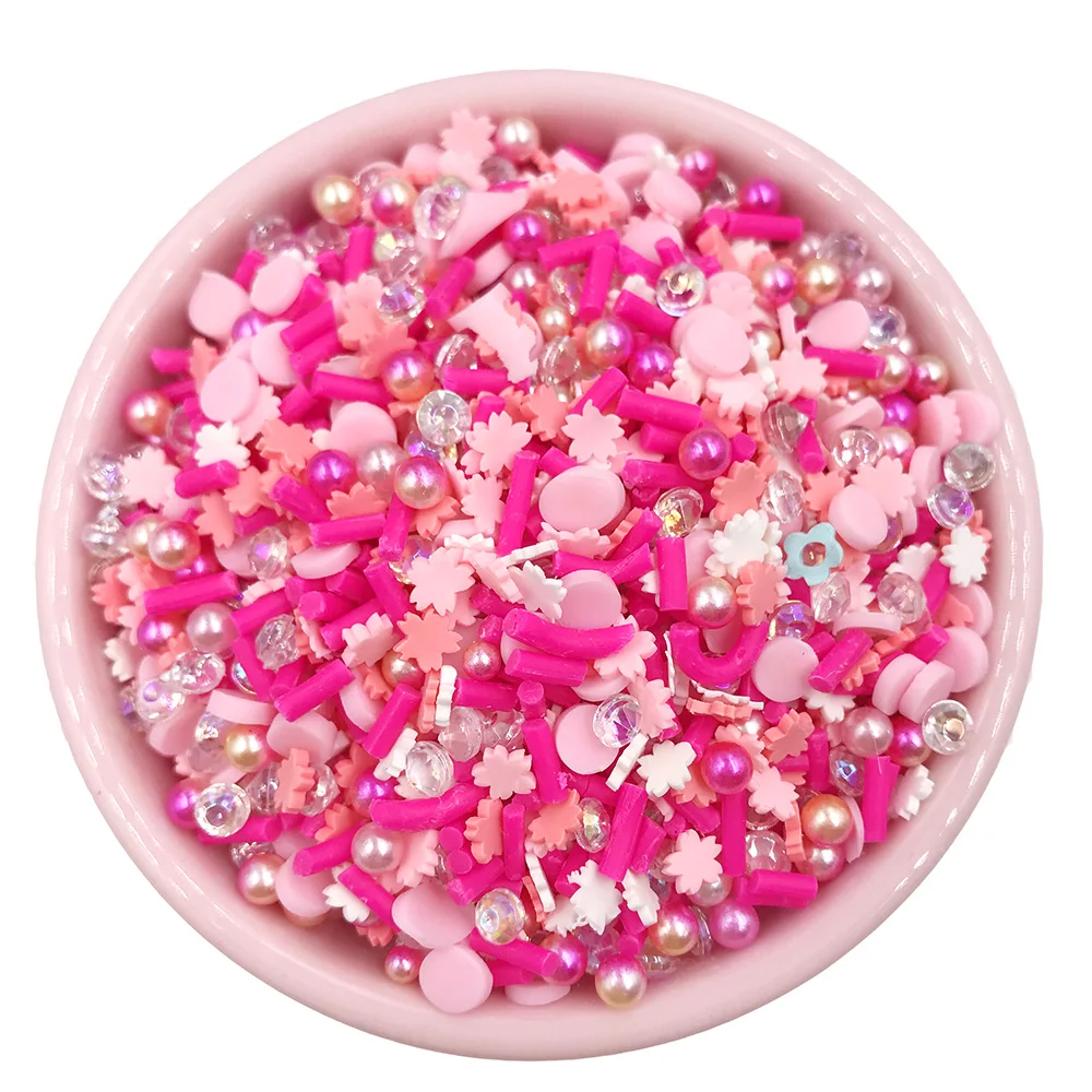 50 г/лот смешанные жемчужные стразы фруктовые ломтики полимерная глина посыпает