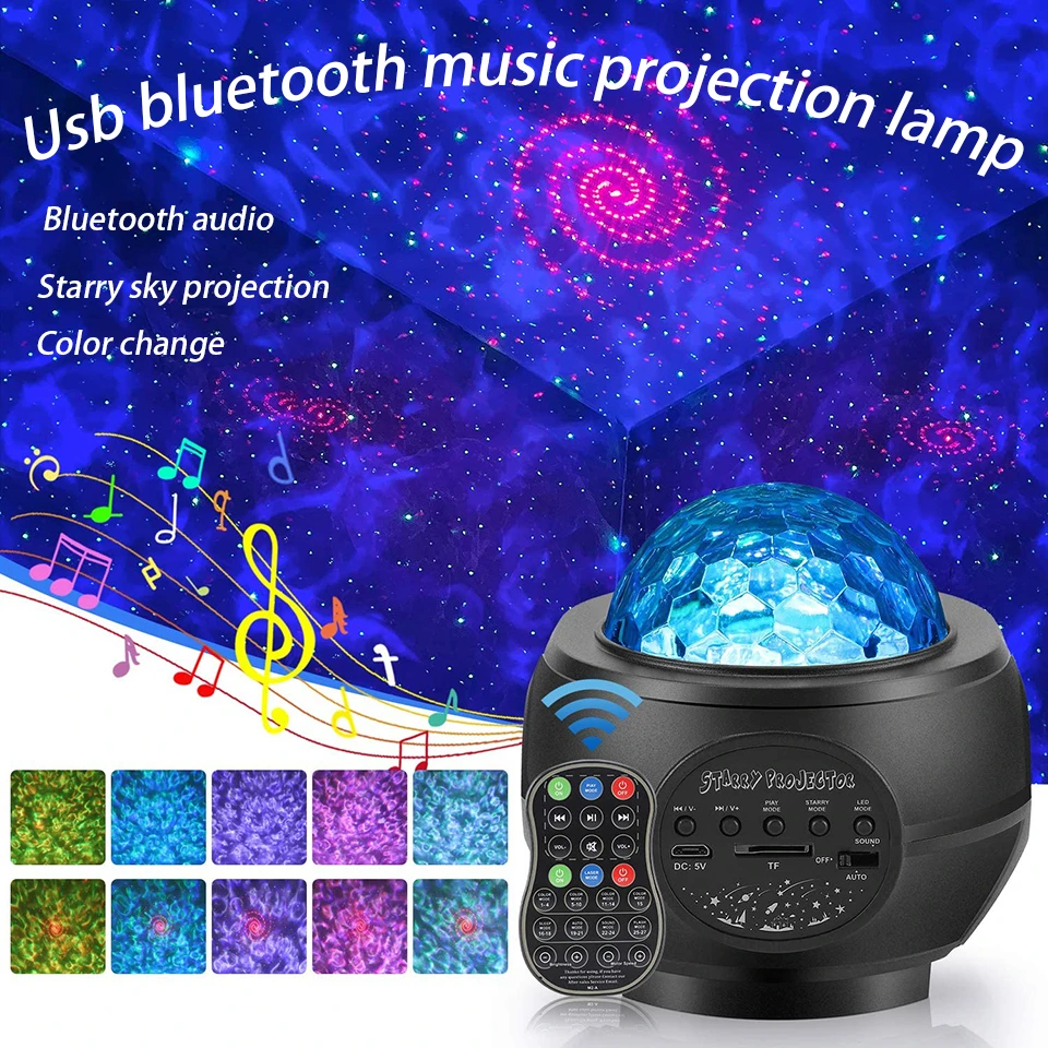 

LED Galaxy Projector Disco Night Light Usb Ocean Wave Projector DJ Ball Light with Phone Bluetooth Music Remote Control Gift