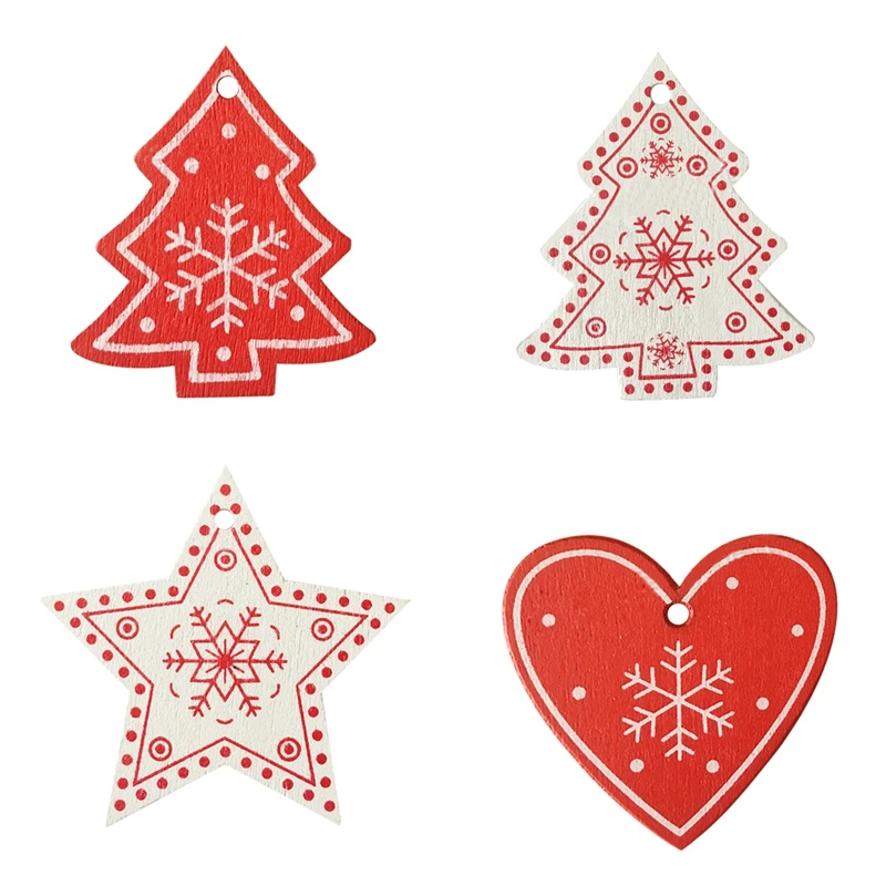 16 шт Смешанные DIY белые и красные дерево/сердце/звезда деревянные украшения для