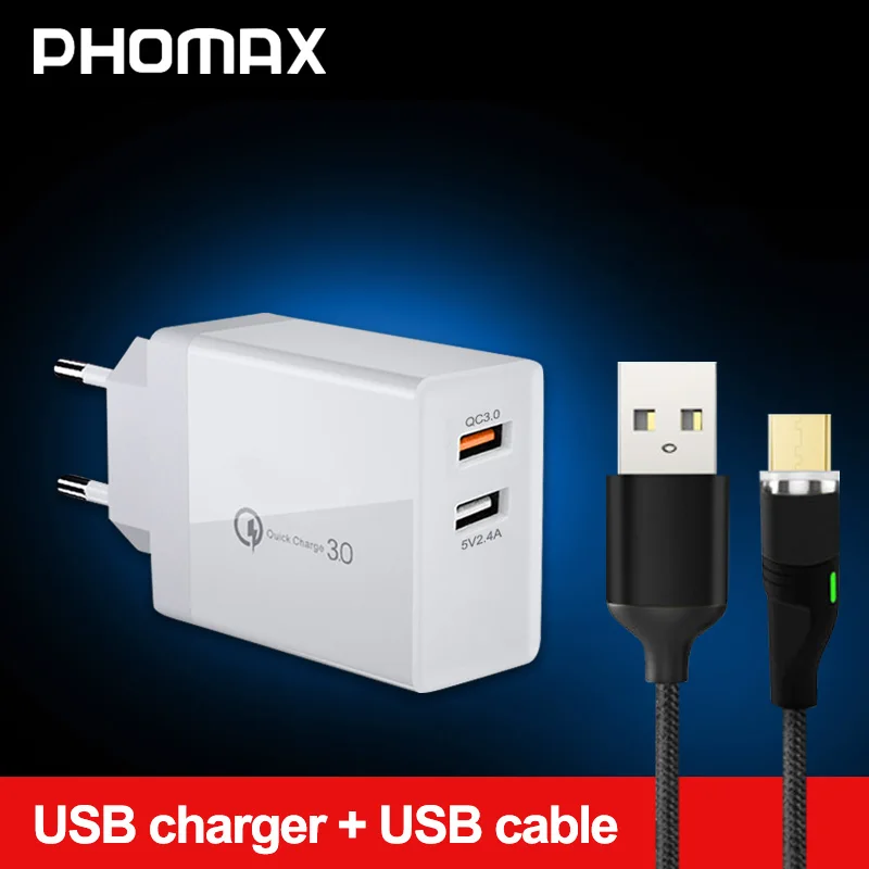 PHOMAX USB зарядное устройство 3,0 240 в быстрое зарядное устройство для телефона для iPhone X xs 8 7 iPad samsung Galaxy s8 s9 s10 Galaxy HTC Xiaomi Huawei Nexus