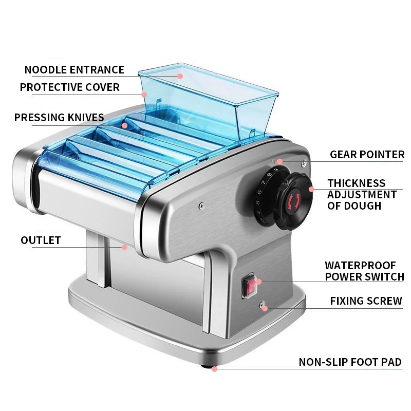 

Electric Noodle Maker Household Automatic Small Stainless Steel Noodle Rolling Machine Dumpling Skin Multi-function Electric