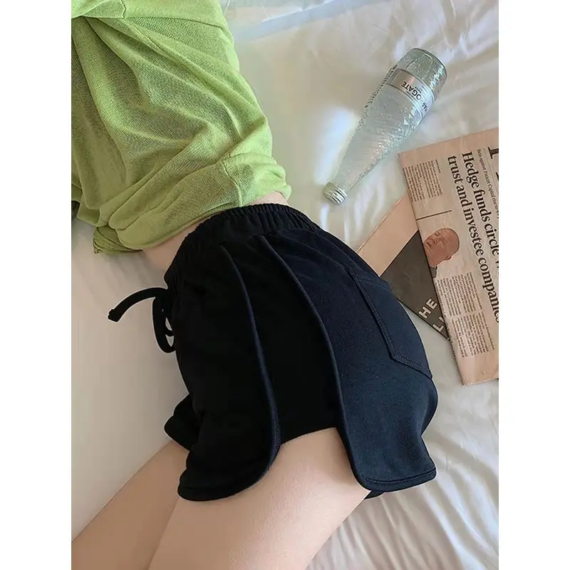 

Summer Solid Color Shorts Women Fashion Ladies Elastic Waists Short Pants Girl Cotton Shorts Loose Home Shorts For Female S-5XL