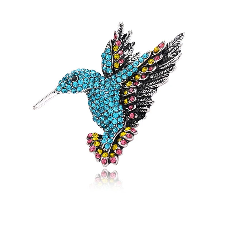 

Luxury Female Rainbow Crystal Bird Brooch Boho Gold Color Jewelry Brooches For Women Cute Zircon Stone Pin Dress Coat Accessory