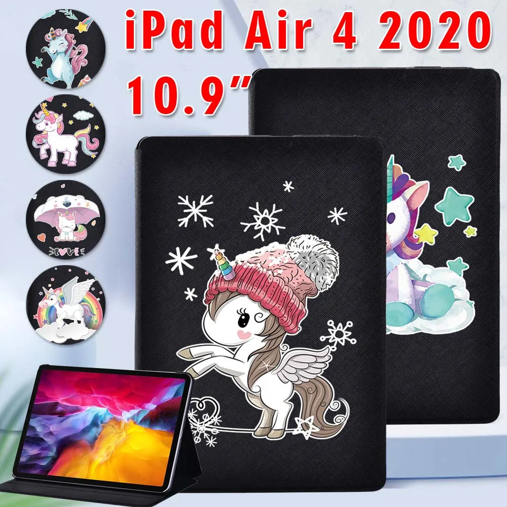 

Cute Cartoon Series Tablet Case for Apple IPad Air 4 10.9 Inch 2020 PU Leather Stand Fold Cover