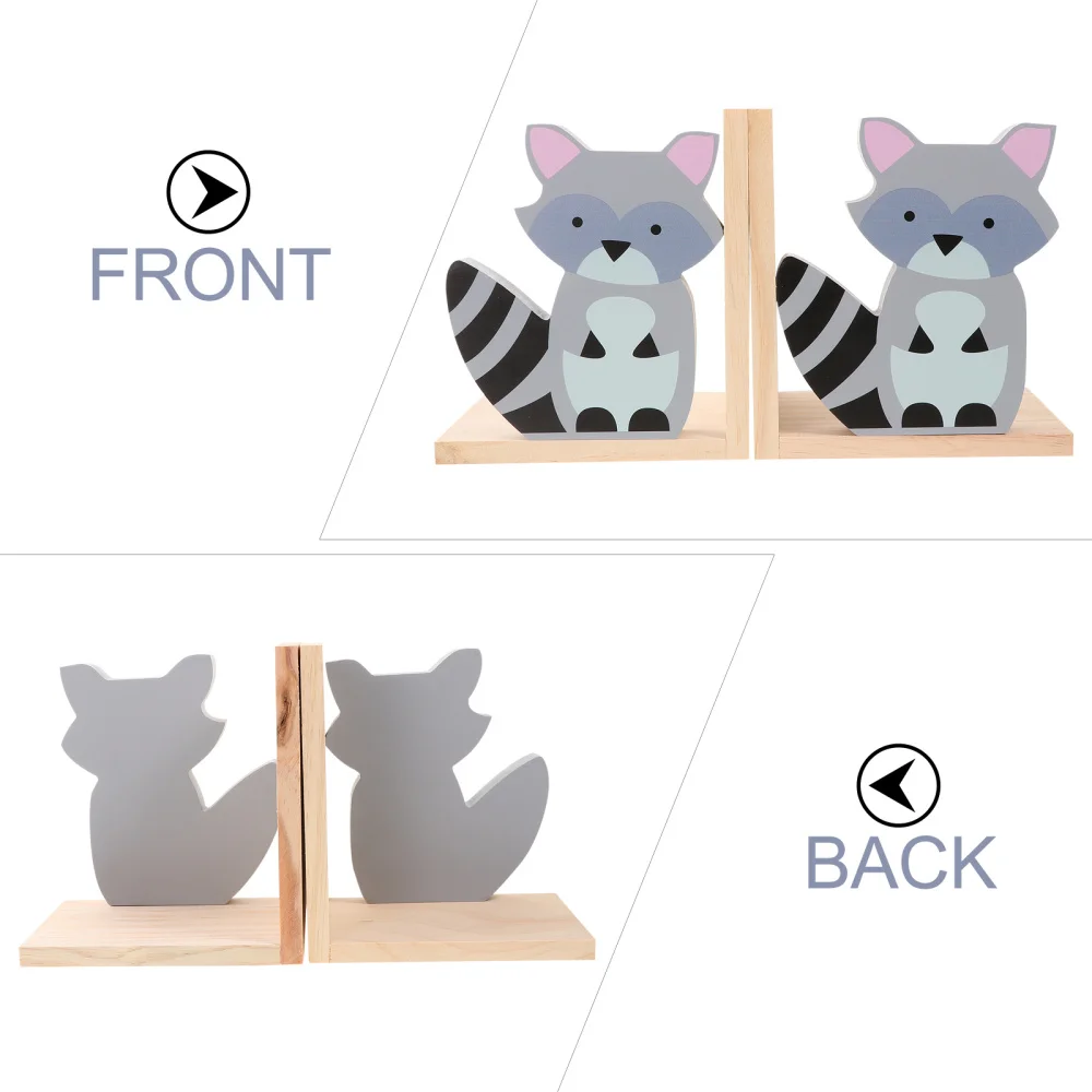 

1 Pair Decorative Bookends Lovely Raccoon Book Stoppers Bookends Ornaments
