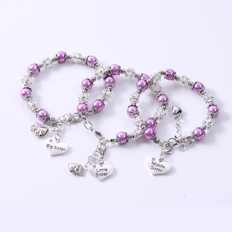 3 шт. жемчужные браслеты дружбы для женщин стразы ювелирные изделия розовое