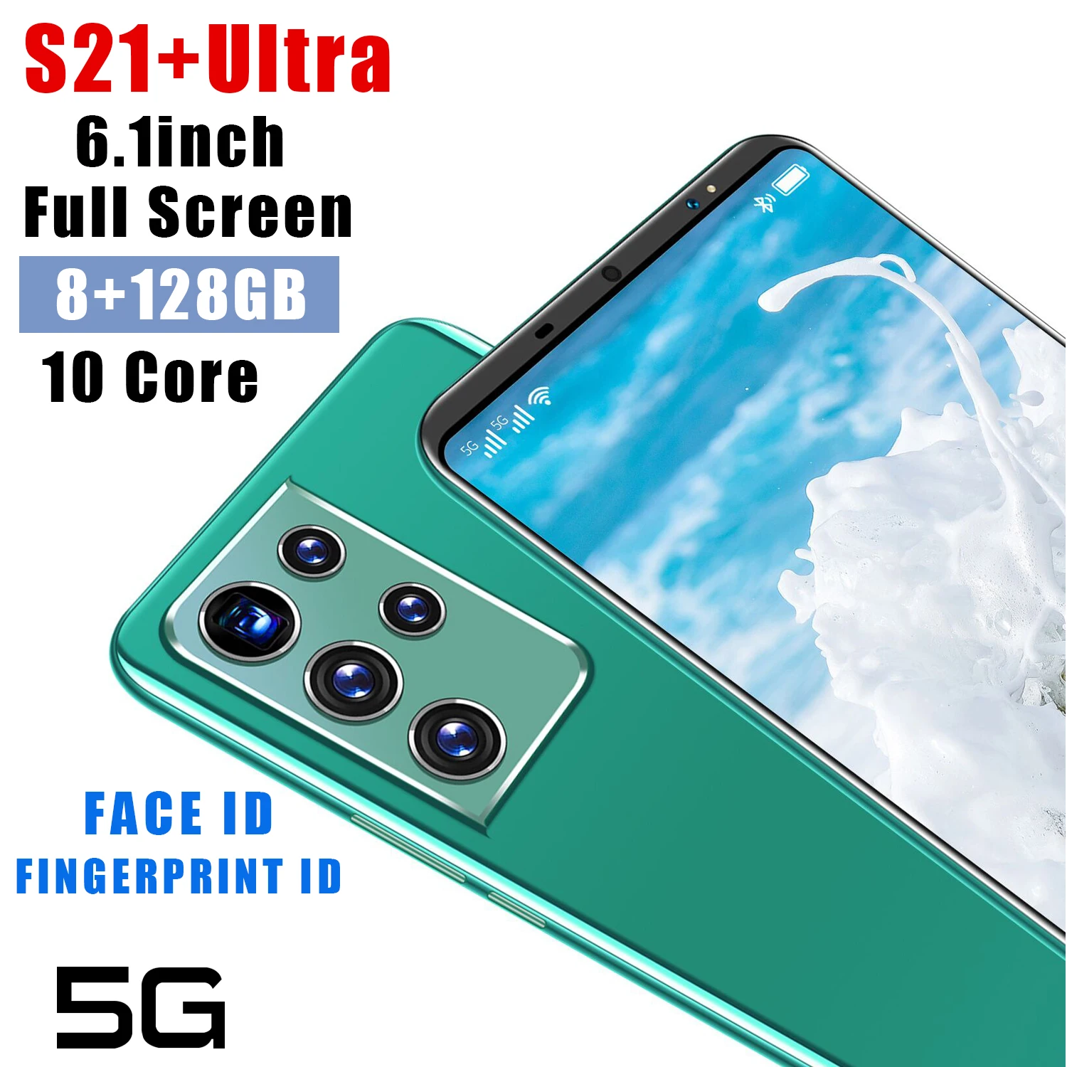 

2021 Galxy S21+Ultra 6.1 Inch Smartphone 8 128GB 10 Core 24+48MP MTK6595 Cellphone Android 10.0 Double SIM Mobilephone 4800mAh