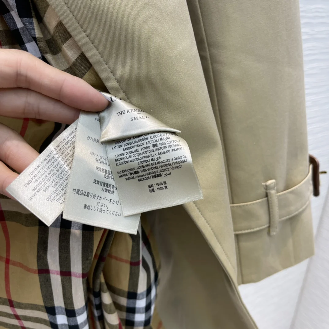 

High-end Brand Khaki Trench Coats Women Good Quality 3D Cut Lapel Sashes Slim Trench Coats Double Breasted Cotton Trench Coats