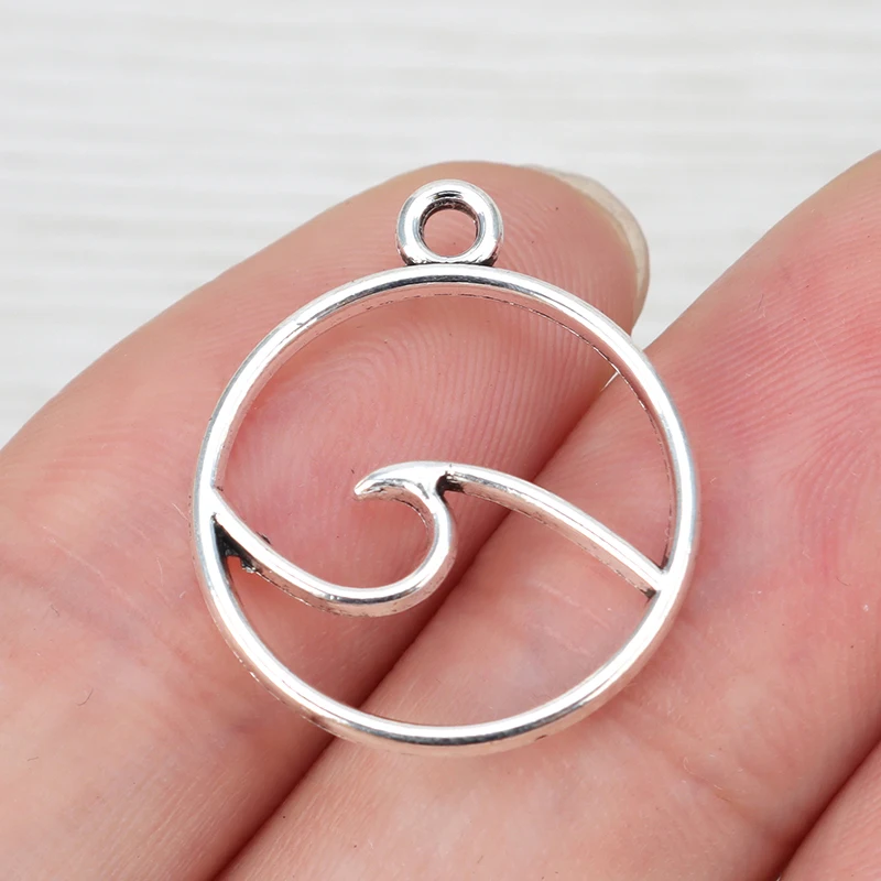 50 x серебристый Цвет ажурные океанская волна виде незаполненного круга