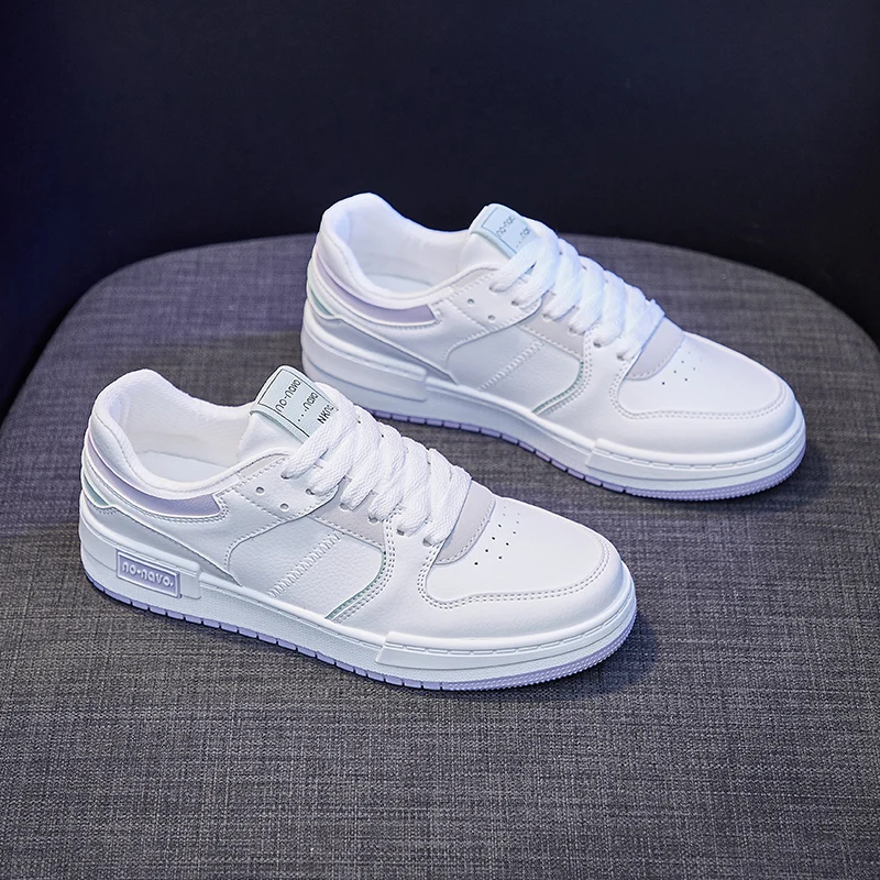 

PU Leather Women Vulcanize Shoes student Solid color Sneakers Ladies Flats Casual Breathable Walking travel Tennis shoes New