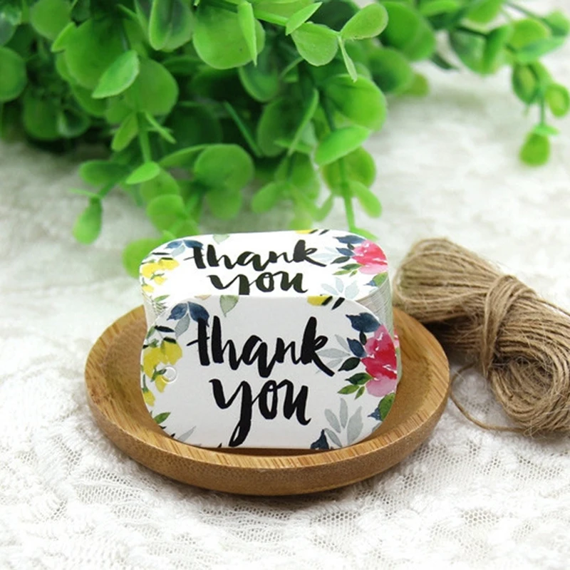 50 шт. с надписью спасибо бумажные бирки DIY этикетка веревкой для свадьбы День