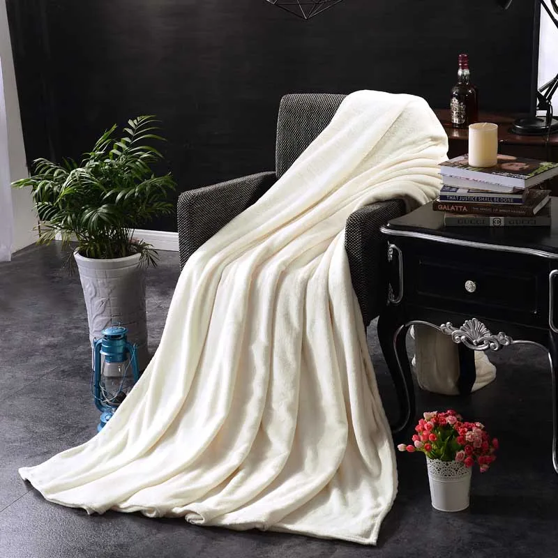 beige Одеяло для кроватей из кораллового флиса, красное, серое одеяло для дивана, покрытие для кровати для самолета, теплая простыня - Цвет: beige