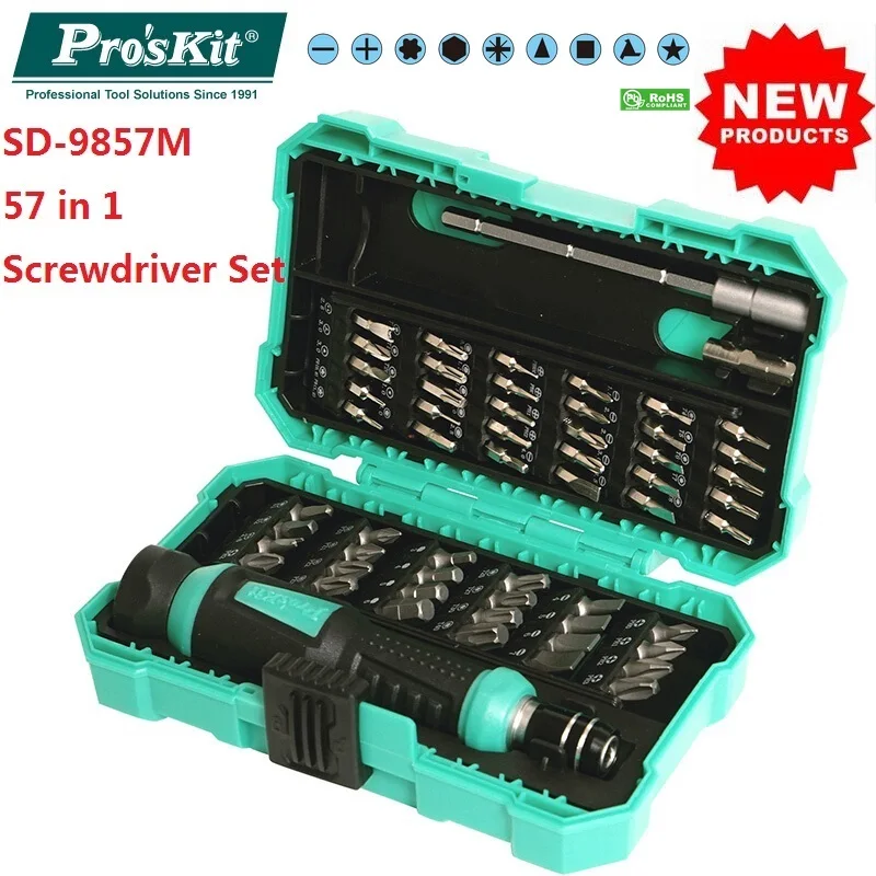 Pro'Skit 57 в 1 Набор отверток SD-9857M прецизионные отвертки биты электронные биты удлинитель биты адаптер ремонт ручной инструмент