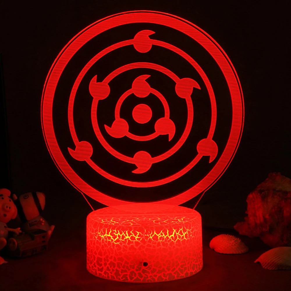 

Naruto Sharingan 3D LED Night Light Akatsuki Uchiha Itachi Sasuke Table Lamp Colorful Anime Action Figure Toy Child Boy Kid Gift