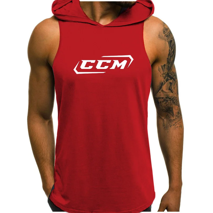 

CCM Letter Printing 2021 Summer New Men's Sleeveless Hoodie Fashion Hot Sale Casual Solid Color Hip-Hop Men's Jogging Track Tops