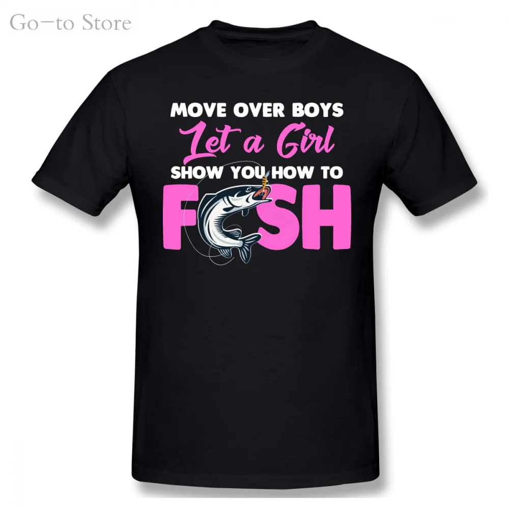 Футболка с надписью Move Over Boys Let A Girl Show You How To Fish|Мужские футболки| |
