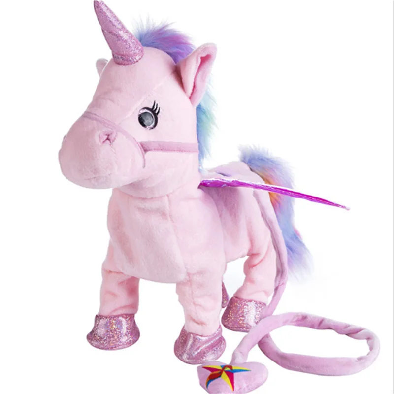 

Overseas E-Commerce Stand-up ma qian sheng Pegasus Doll Walking Singing Electric Unicorn Plush Toy Walk