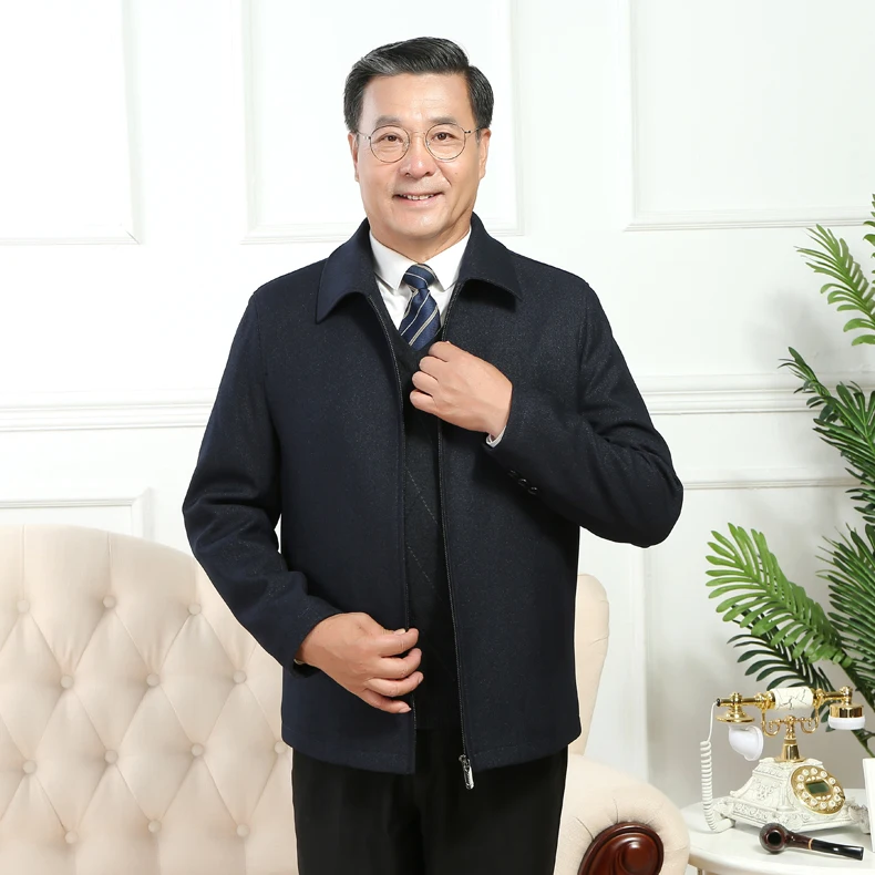 Mu Yuan Yang Осенняя Новая мужская повседневная куртка классическая деловая однотонная куртка с отворотом плюс бархатное толстое осеннее и зимнее пальто