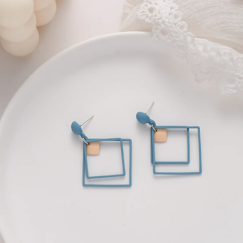 

South Korea new-style contracted geometry is irregular double layer continuously empty ear nail, fashionable woman's earring