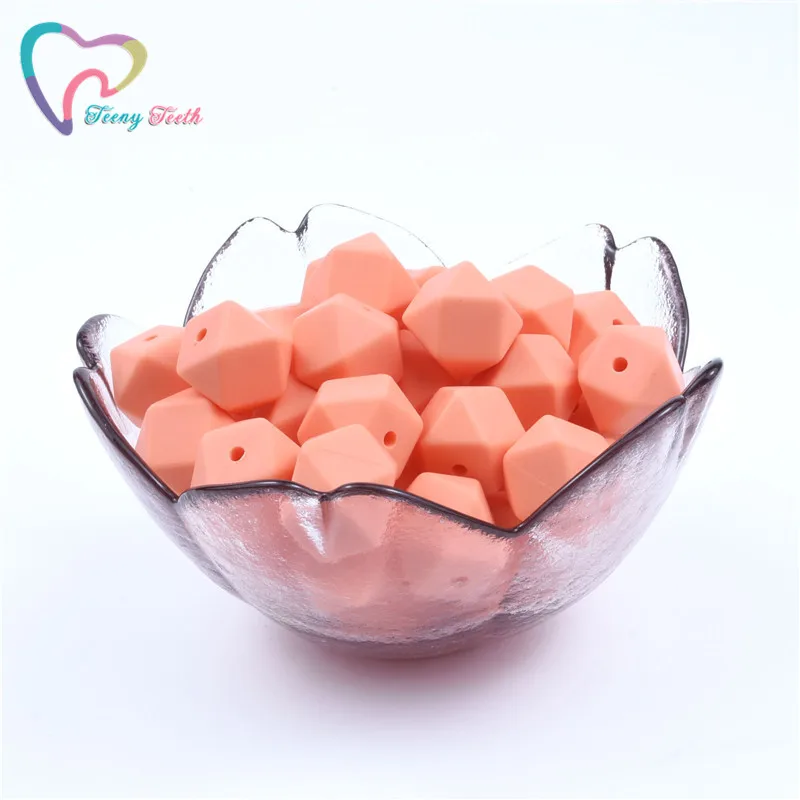 Salmon Orange 20 шт. 14 мм Детские шестигранные силиконовые бусины Восьмиугольные бусины DIY соска цепь Perle Силиконовые Детские Прорезыватели жевательные бусины детские товары - Цвет: Salmon Orange