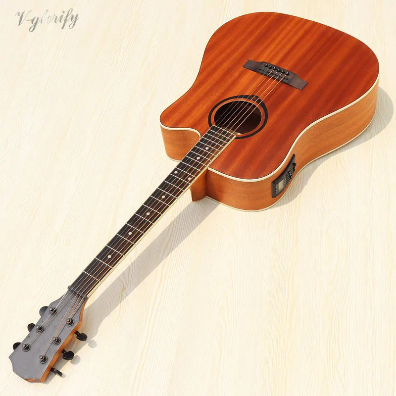 Полный sapele народная гитара с звукоснимателем