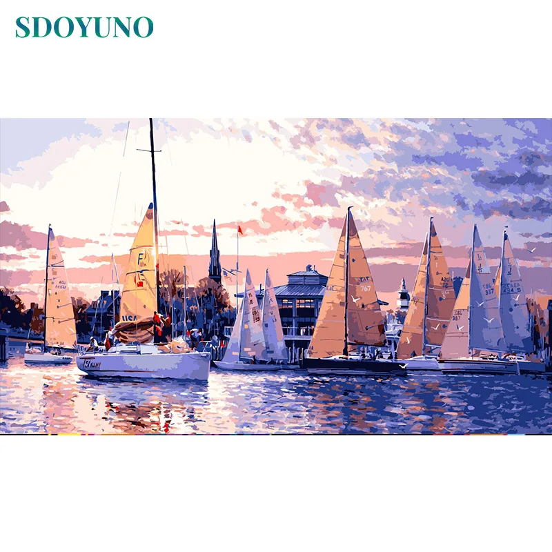 

SDOYUNO Large size 60x120cm DIY Oil Painting By Numbers On Canvas Paint By Numbers Home Decor Landscape Frameless Wall art