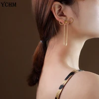 bowknot tassel earrings stainless steel rope statement earrings korean fashion jwellery women gentel butterfly earrings ychm