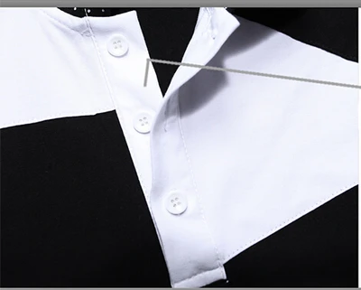 

Luren Casual POLO Shirt Male Summer Fashion Men's Black and White Stitching Cotton Short Polo-sleeved Slim Men 5XL 6XL