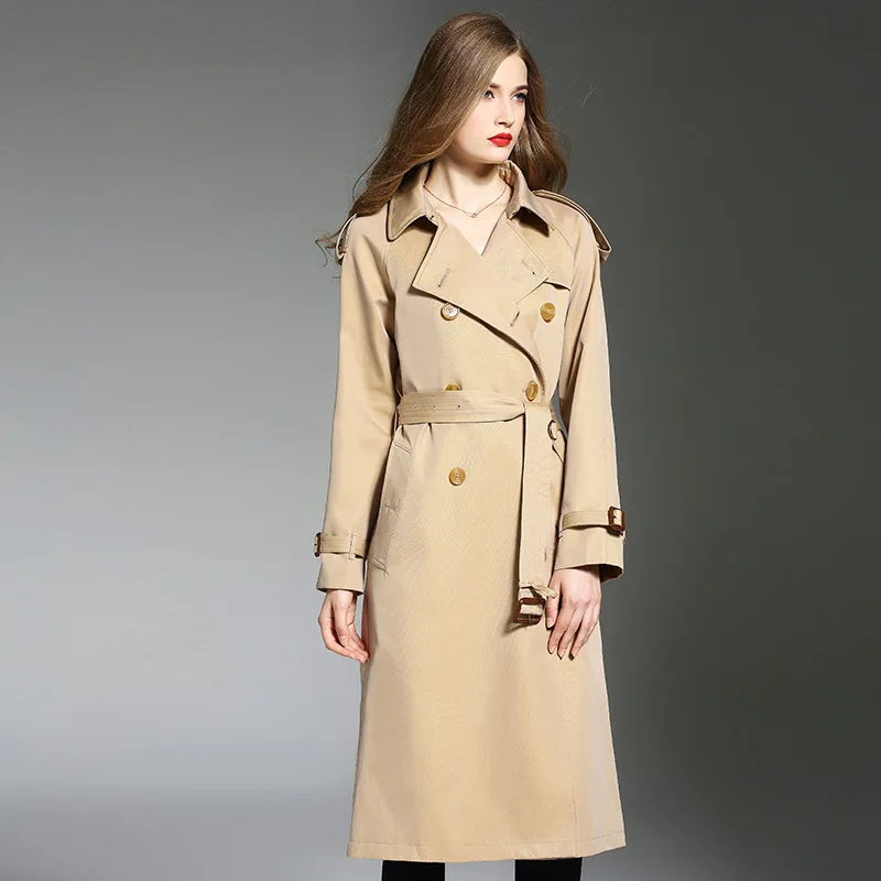 

England Classy Brand Trench 2020 Autumn Winter High-End Fashion Retro Womens Coat Double Breasted Outerwear Female Long Trench