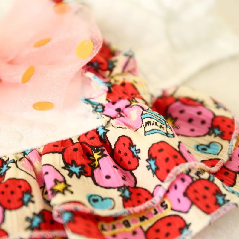 Клубника милый наряд для маленьких собачек девочек галстук Собаки Одежда