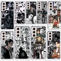 japanese anime attack on titan case capa for samsung galaxy s21 ultra s20 fe s20 plus s10e s10 s8 s9 plus s7 phone cover coque