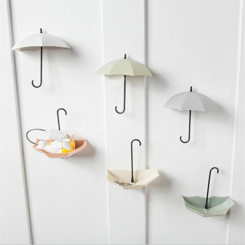 

3PCS/Set Cute Umbrella Hooks No Nail-Free Door Back Key Holder Home Bathroom Punch-free Multifunctional Door Rear Rack Hook Set