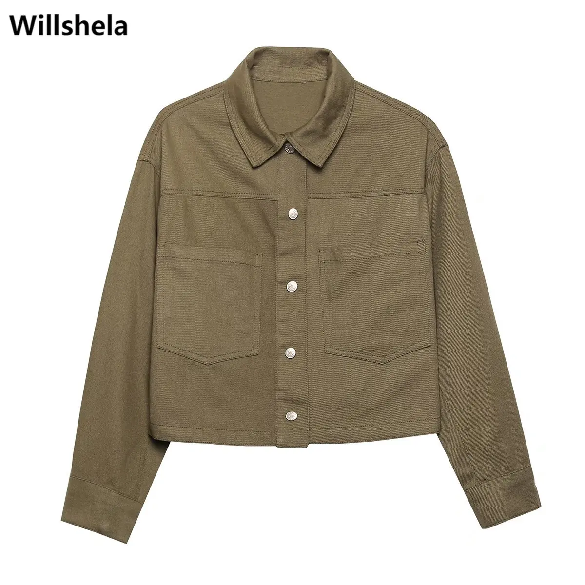 

Willshela Women Fashion With Pockets Single Breasted Solid Jacket Vintage Long Sleeve Lapel Collar Female Coats Chic Outfits
