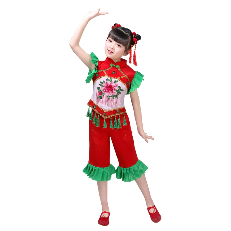 Yangge/детские танцевальные костюмы для девочек праздничный национальный танец