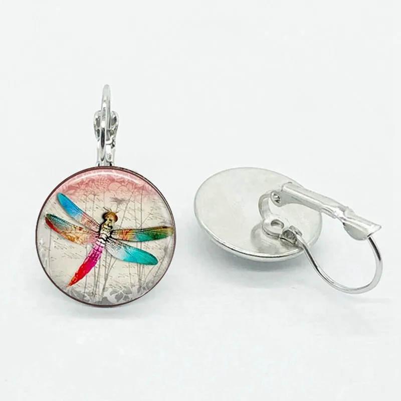 Лидер продаж милые серьги-подвески в виде стрекозы круглые стеклянные выпуклые