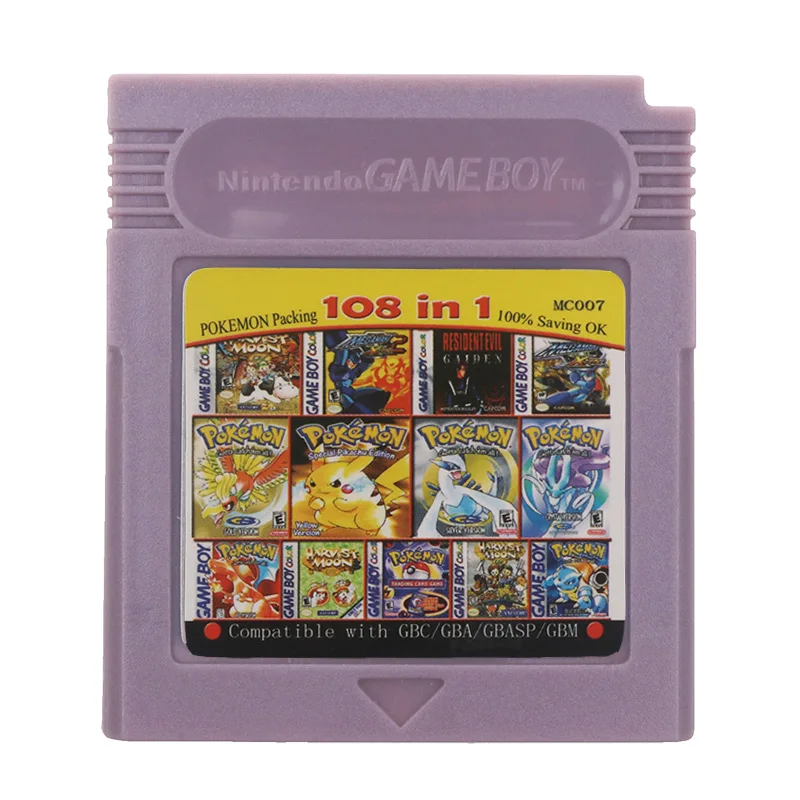 

For Nintendo GBC Video Game Cartridge Console Card 108 in 1 Compilation English Language Version