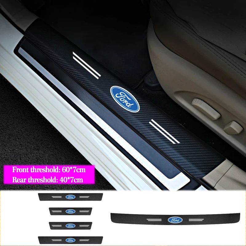 

4 шт., кожаные наклейки на пороги автомобиля Ford Focus 2 3 Mondeo Ecosport Kuga Mk4 Fiesta Mustang Mk3