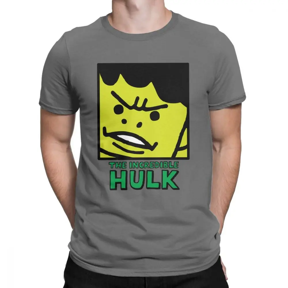 Поп Халк блок с логотипом футболки для мужчин хлопок винтажные вырез лодочкой