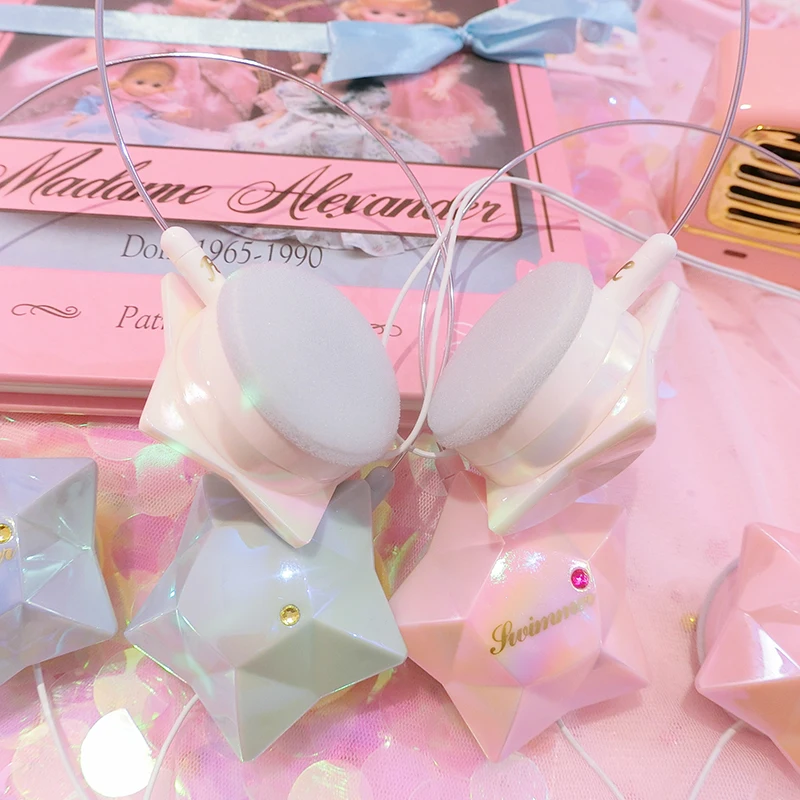 Японские милые блестящие звезды гарнитура с микрофонный сабвуфер сверхмощные