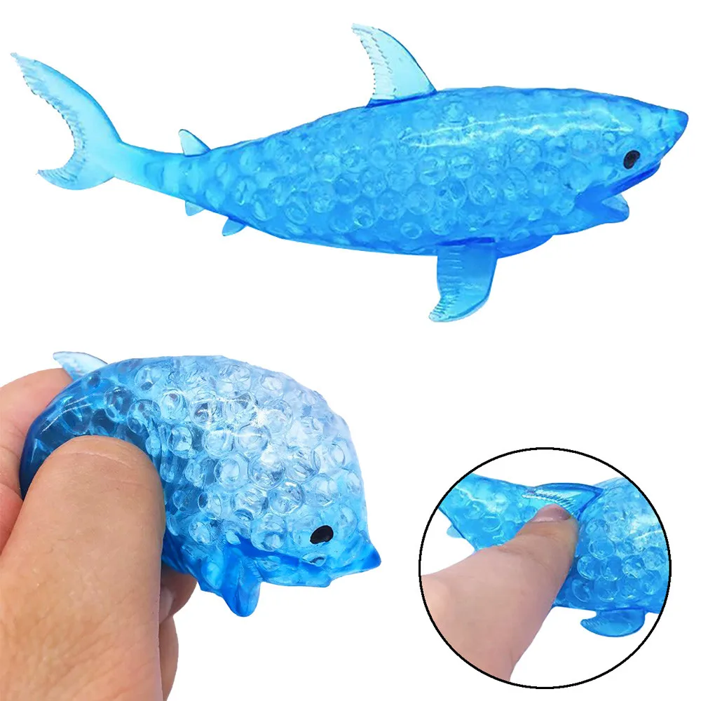 

Spongy Shark Bead Stress Ball Toy Squeezable Squishies Toy fidget toys Cheap and free shipping dropshipping